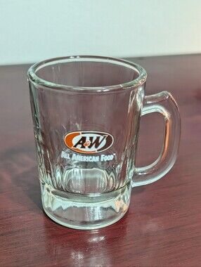 A & W All American Food Mini Clear Glass Mug Vintage Root Beer Drive Up Small
